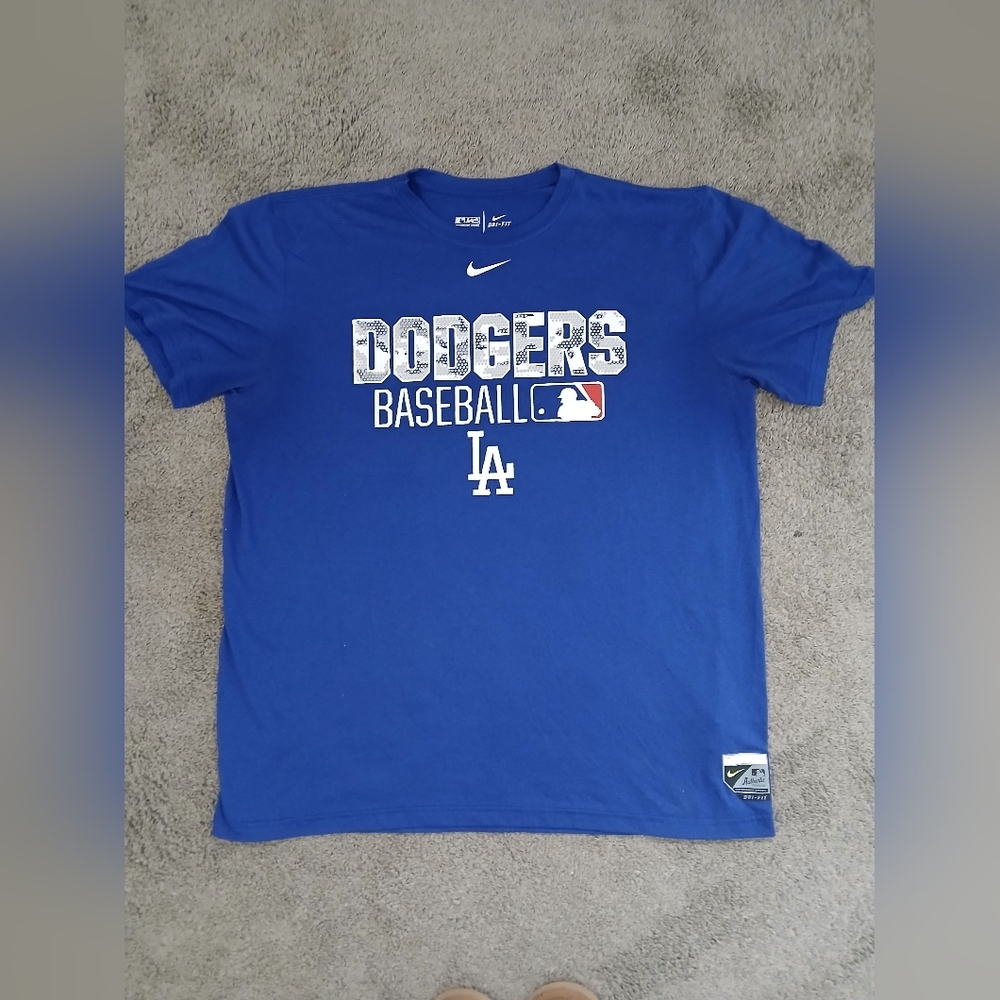 Nike Dri-Fit Mens Blue Los Angeles Dodgers Baseball Tee Shirt Size XL - Picture 3 of 7